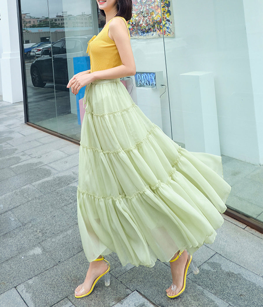 Jupe en mousseline de soie douce pour femme 3507