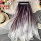 A line irregular tulle skirt gradient color skirt  3493