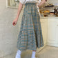 Green plaid skirt A line skirt  3494