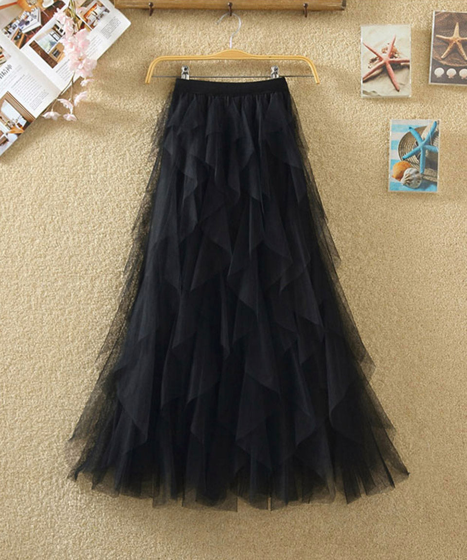 A line irregular tulle skirt girl fashion skirt 3504 – girlhomeshops