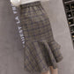 Stylish irregular plaid skirt  3475
