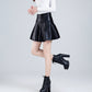 Stylish A line short skirt leather skirt  3466