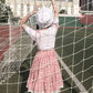 Sweet plaid suspender skirt plaid skirt  3491