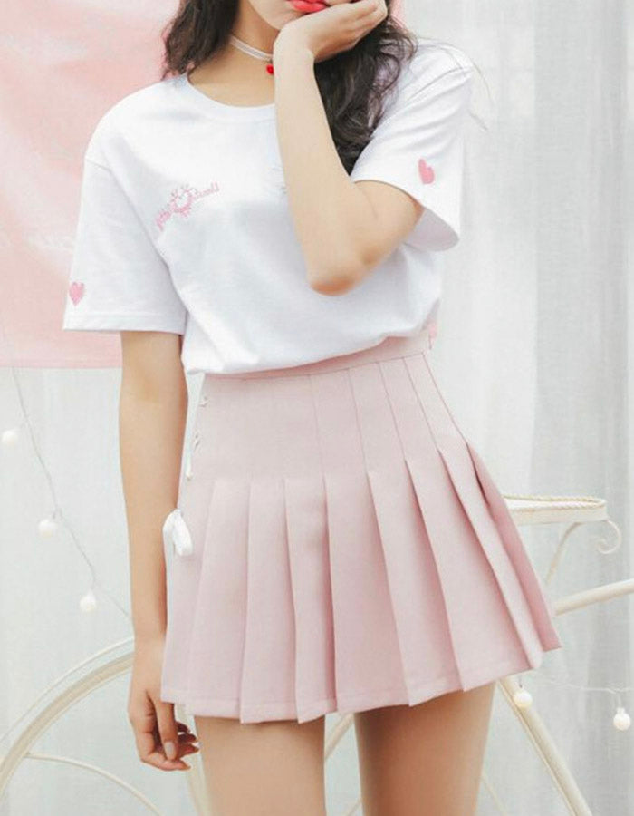 Cute side bow pleated skirt  3500