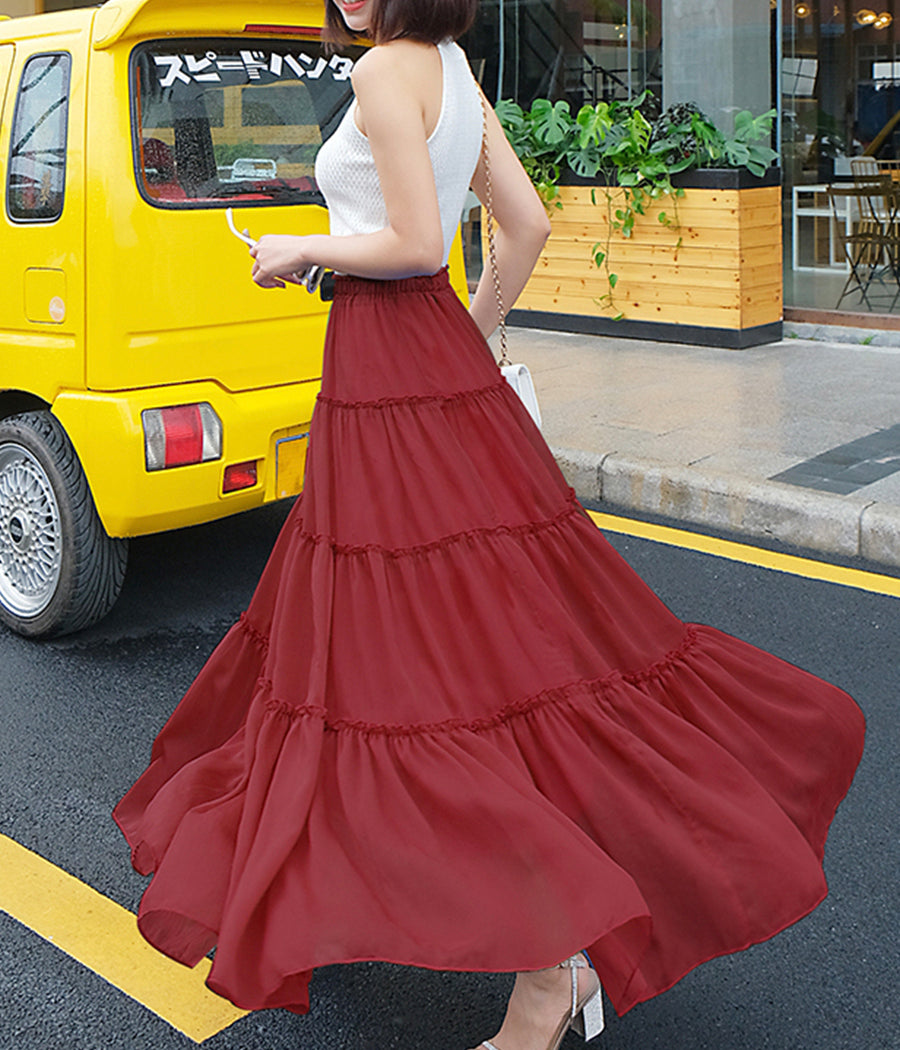 Jupe en mousseline de soie douce pour femme 3507