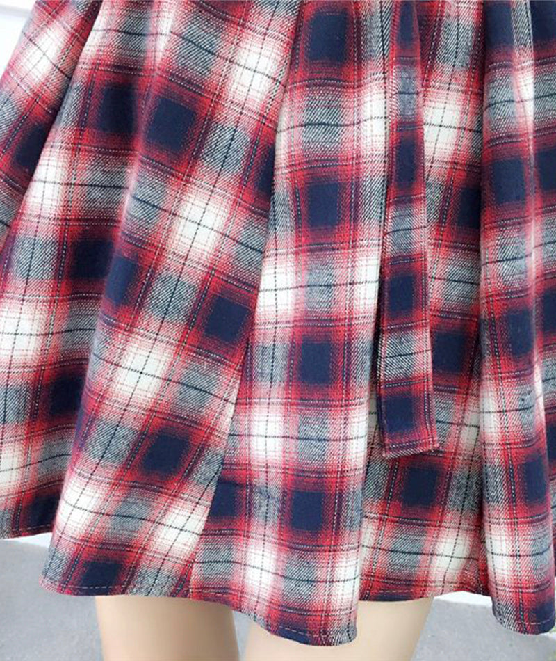 Jupe plissée trapèze mignonne à carreaux 3480