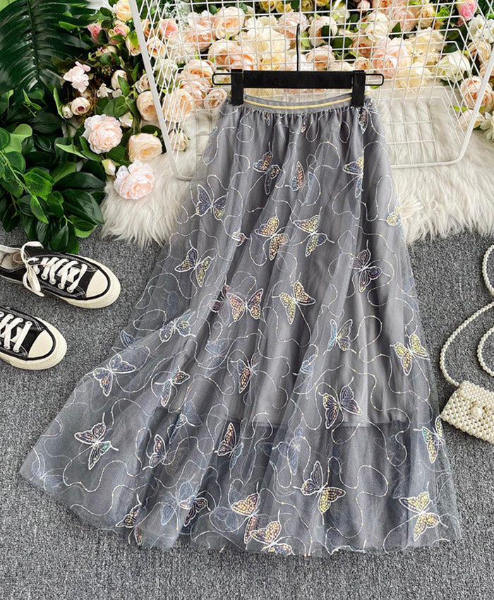 Jupe en tulle brillant à paillettes pour fille 3492