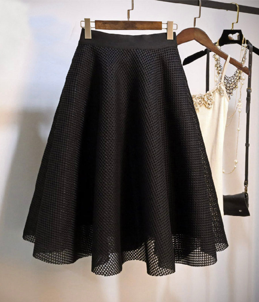 Jupe trapèze élégante blanche/noire 3505