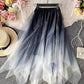 A line irregular tulle skirt gradient color skirt  3493