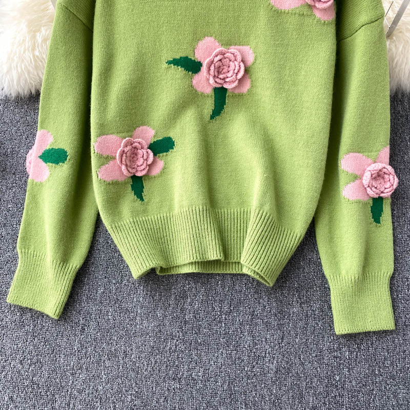 Lovely flowers long sleeve sweater 006