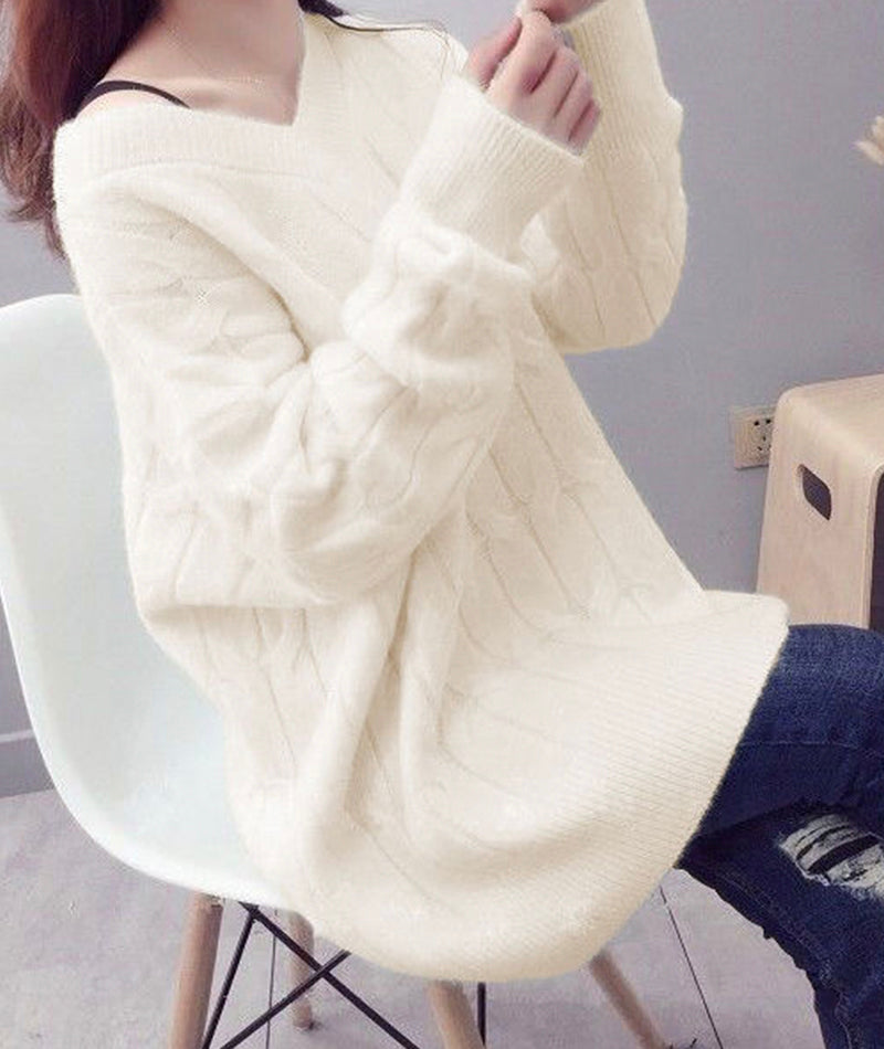 Cute v neck long sleeve sweater  093
