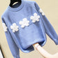 Sweet round neck flower sweater  041