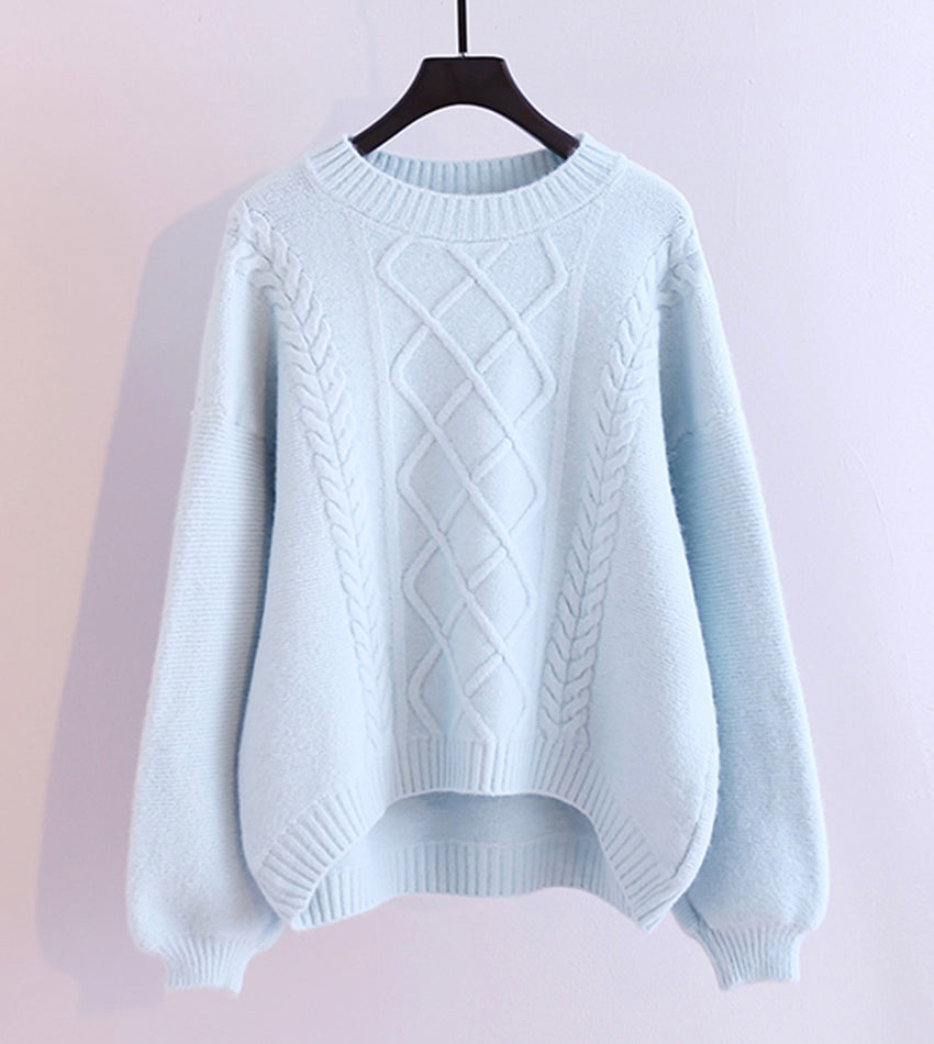 Simple round neck long sleeve sweater  061
