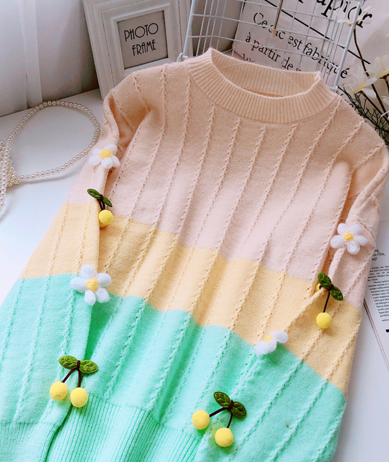 Lovely flowers long sleeve sweater  083
