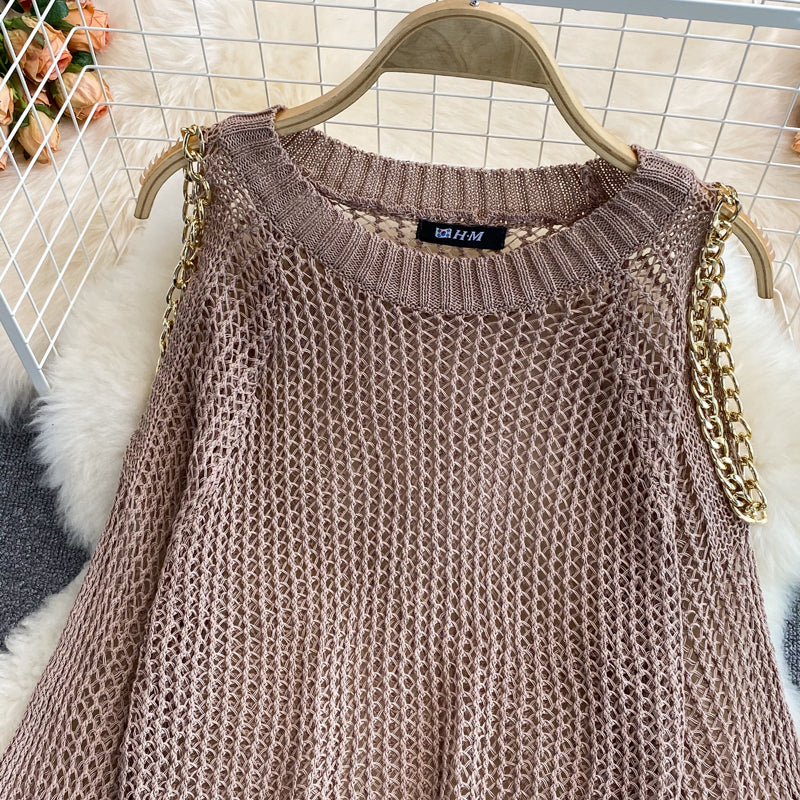 Cute cut-out long-sleeved sweater off shoulder sweater  038