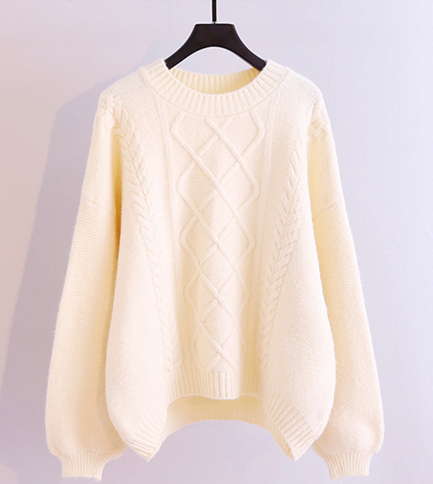 Simple round neck long sleeve sweater  061