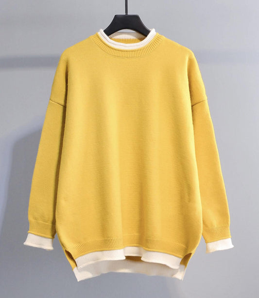 Simple round neck long sleeve sweater  031