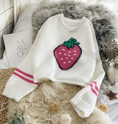 Lovely strawberry long sleeve sweater  052