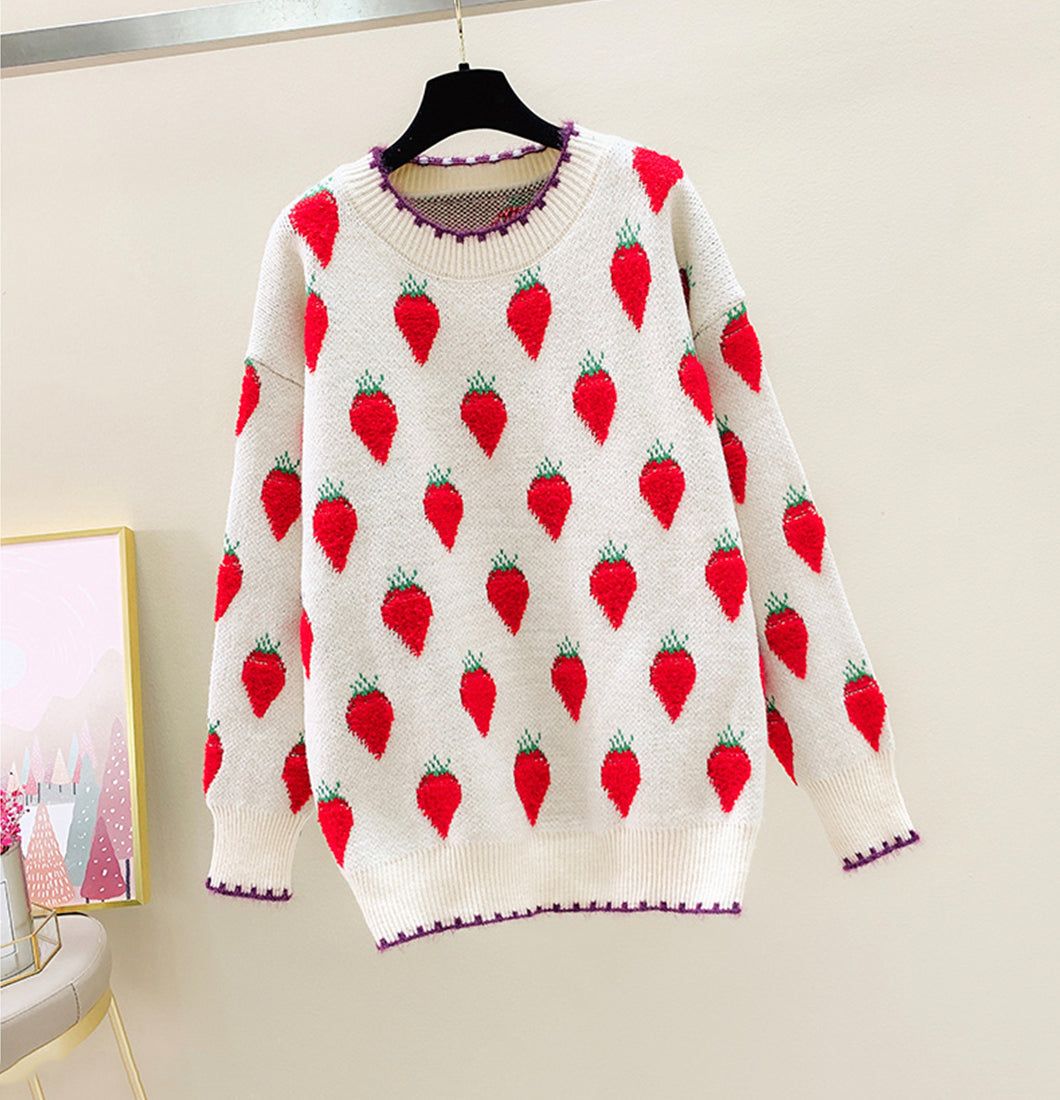 Lovely loose strawberry sweater  051