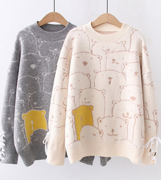 Cute round neck long sleeve sweater  066