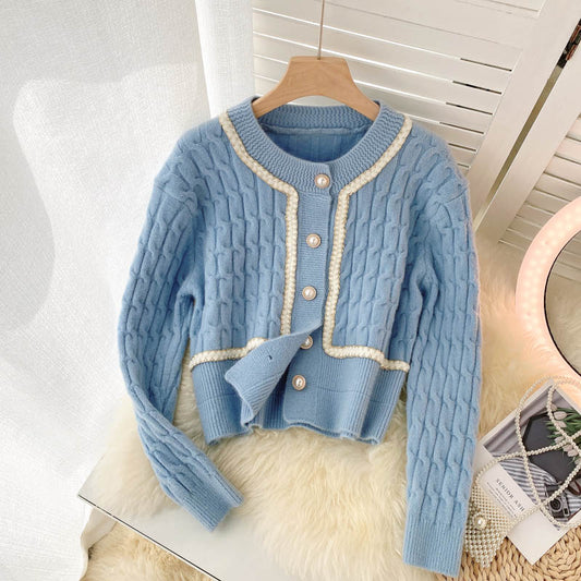 Cute knitted short long sleeve sweater  013