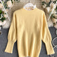 Cute round neck lace long sleeve sweater  068