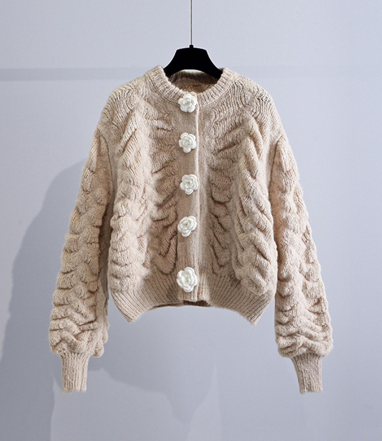 Lovely flowers long sleeve cardigan sweater  027