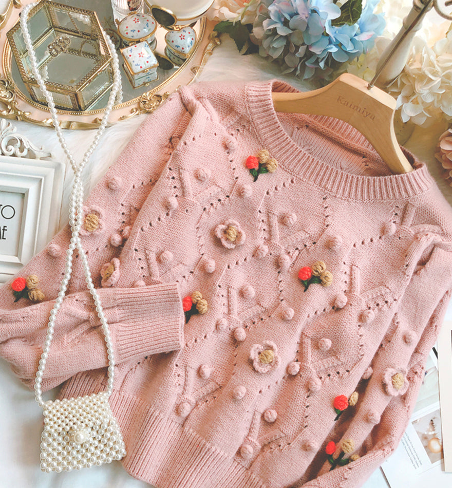 Cute round neck long sleeve sweater  073