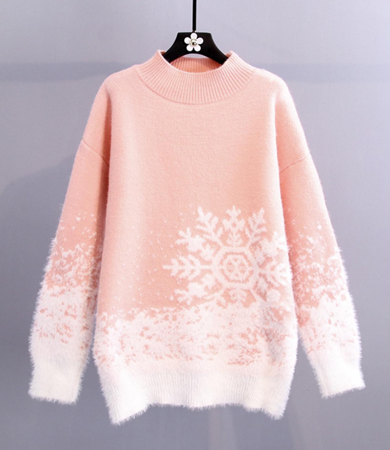 Cute snowflake long sleeve sweater  030