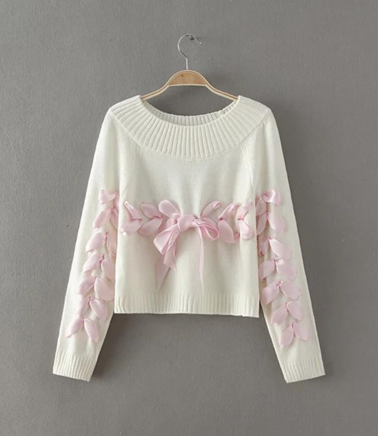 Cute lace up sweater  042
