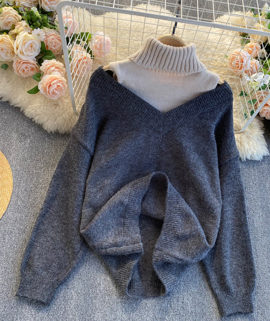 Stylish long sleeve sweater high neck sweater  053