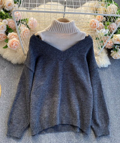 Stylish long sleeve sweater high neck sweater  053
