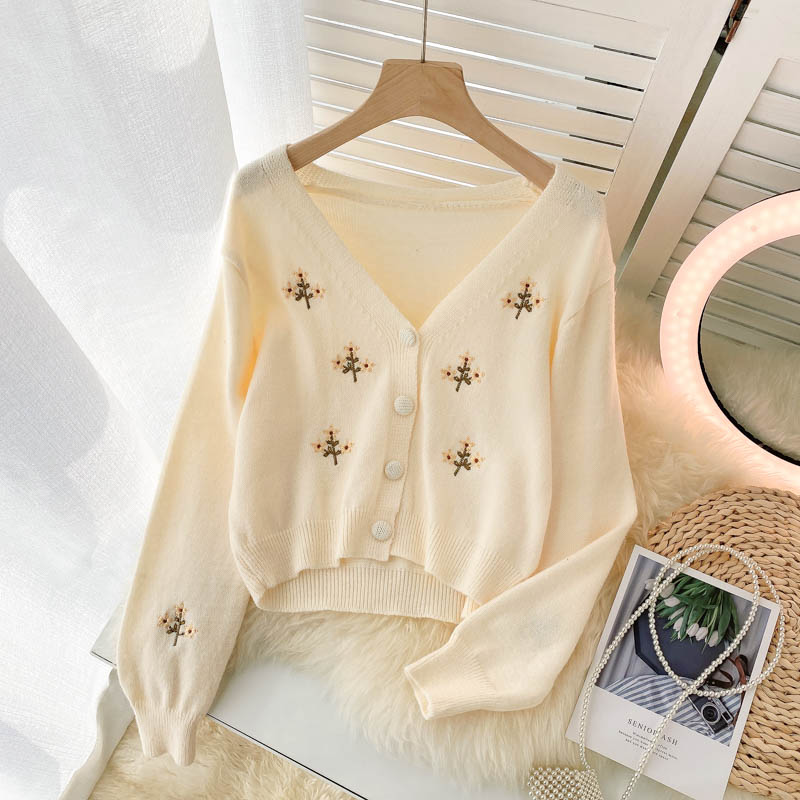 Cute knitted long sleeve short sweater  012