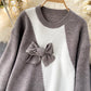 Cute bow knitted sweater dress  056
