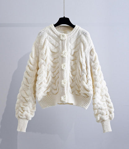 Lovely flowers long sleeve cardigan sweater  027