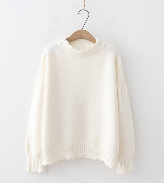 Simple round neck sweater long sleeve sweater  043