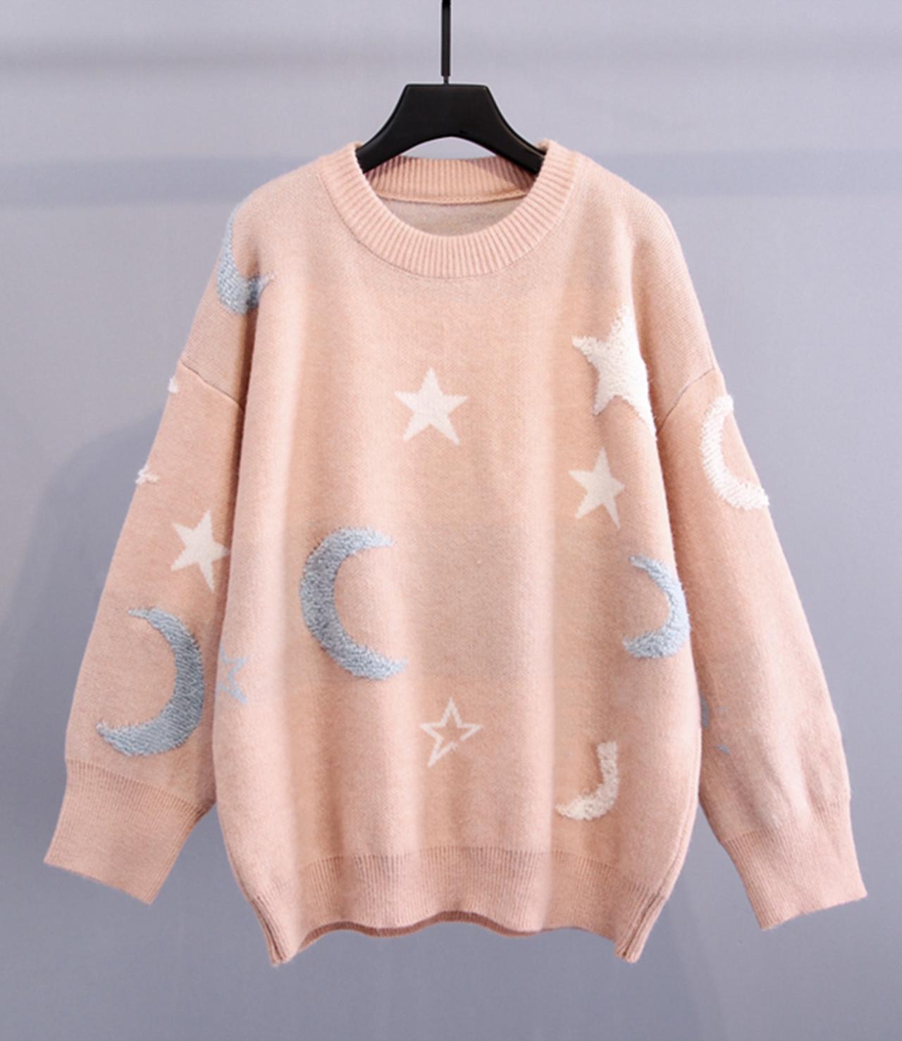 Cute star moon long sleeve sweater  032