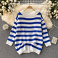 Cute striped long sleeve sweater 004