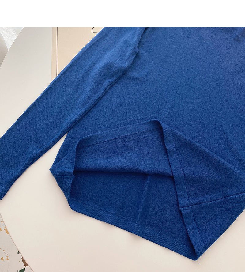 Simple foundation versatile solid color Pullover long sleeve bottomed top  6519