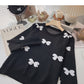 Butterfly jacquard long sleeve sweater round neck Pullover Top  6686