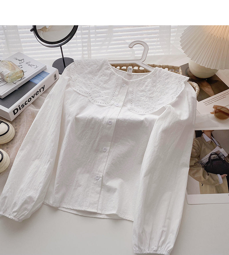 Baby collar shirt slim long sleeved top trendy  6366
