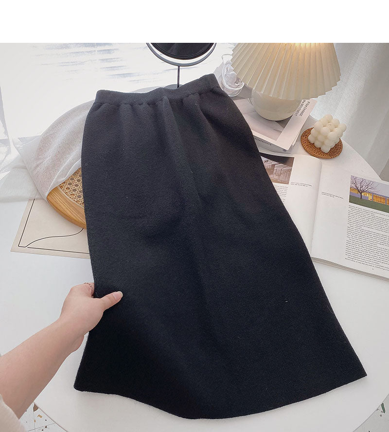 Small man, foreign style, versatile, high waist, back split A-line skirt  5754
