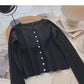 Korean minority design simple casual single breasted long sleeved top  6572