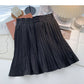 Foreign style solid color pleated high waist A-shaped skirt  5457