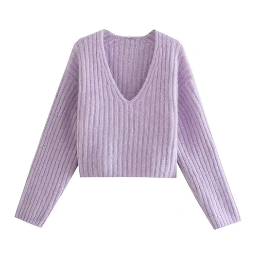 New ins Vintage rib short sweater  7456