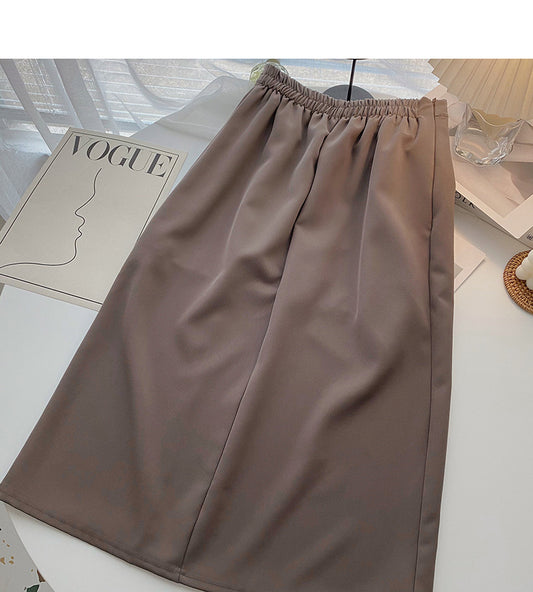 Niche design high waist side split to show the trend of thin medium and long skirts  5726