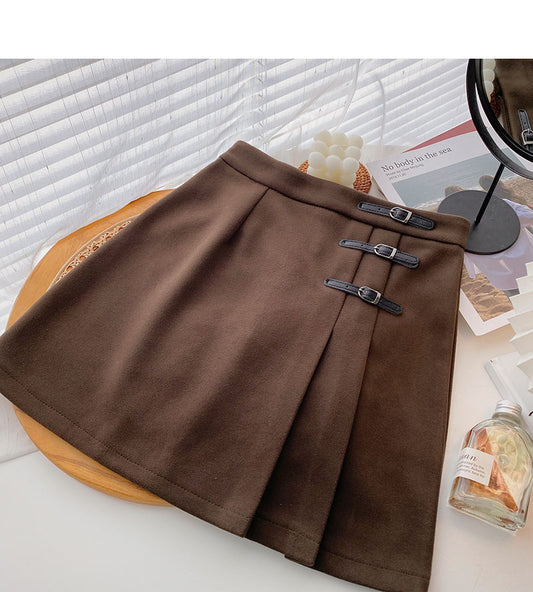 Pleated skirt is thin, A-line high waist and versatile short skirt  5422