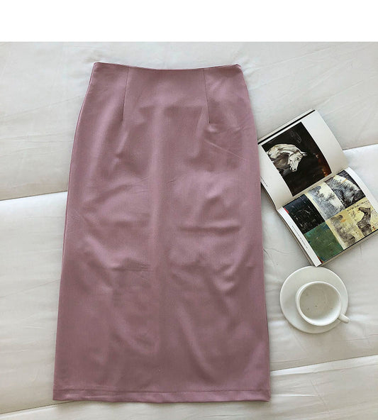 Korean women's dress is gentle and thin, split middle and long skirt  5688