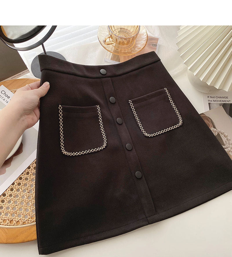 New Korean fashion retro small pocket skirt trend  5554