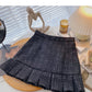 Plaid Design A-line skirt ruffled fishtail high waist skirt  5372